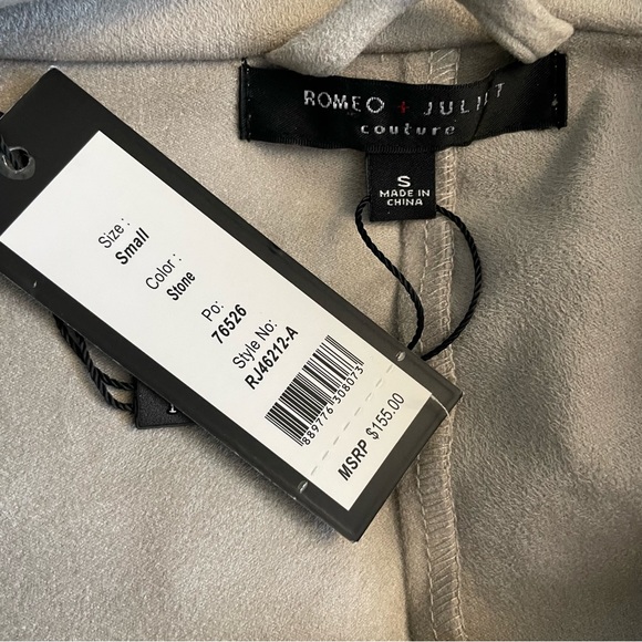 Romeo & Juliet Draped Faux Suede Jacket NWT - Picture 4 of 5